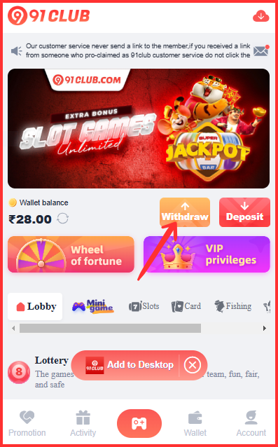 91 club game login