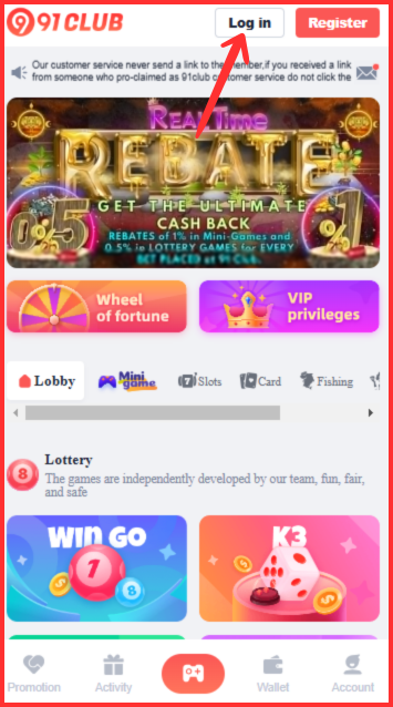 91 club login
